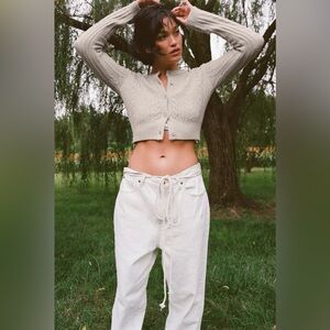 UO Max Cable Knit Cropped Cardigan